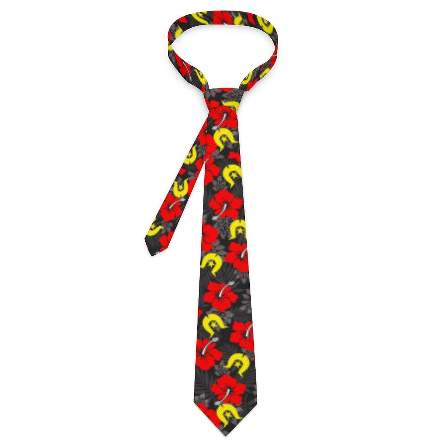 Royal Red Hibiscus with Yellow Dhari on Men's Formal Tie