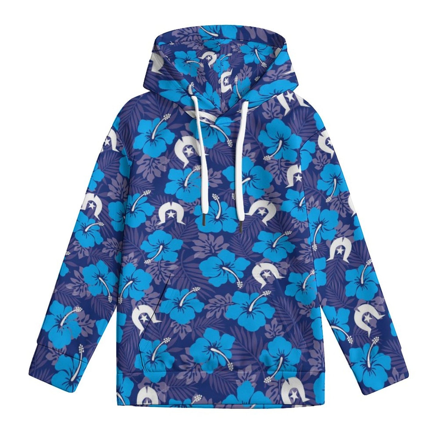 Hibiscus flowers with White Dhari (Royal blue) on Youth's Hoodie