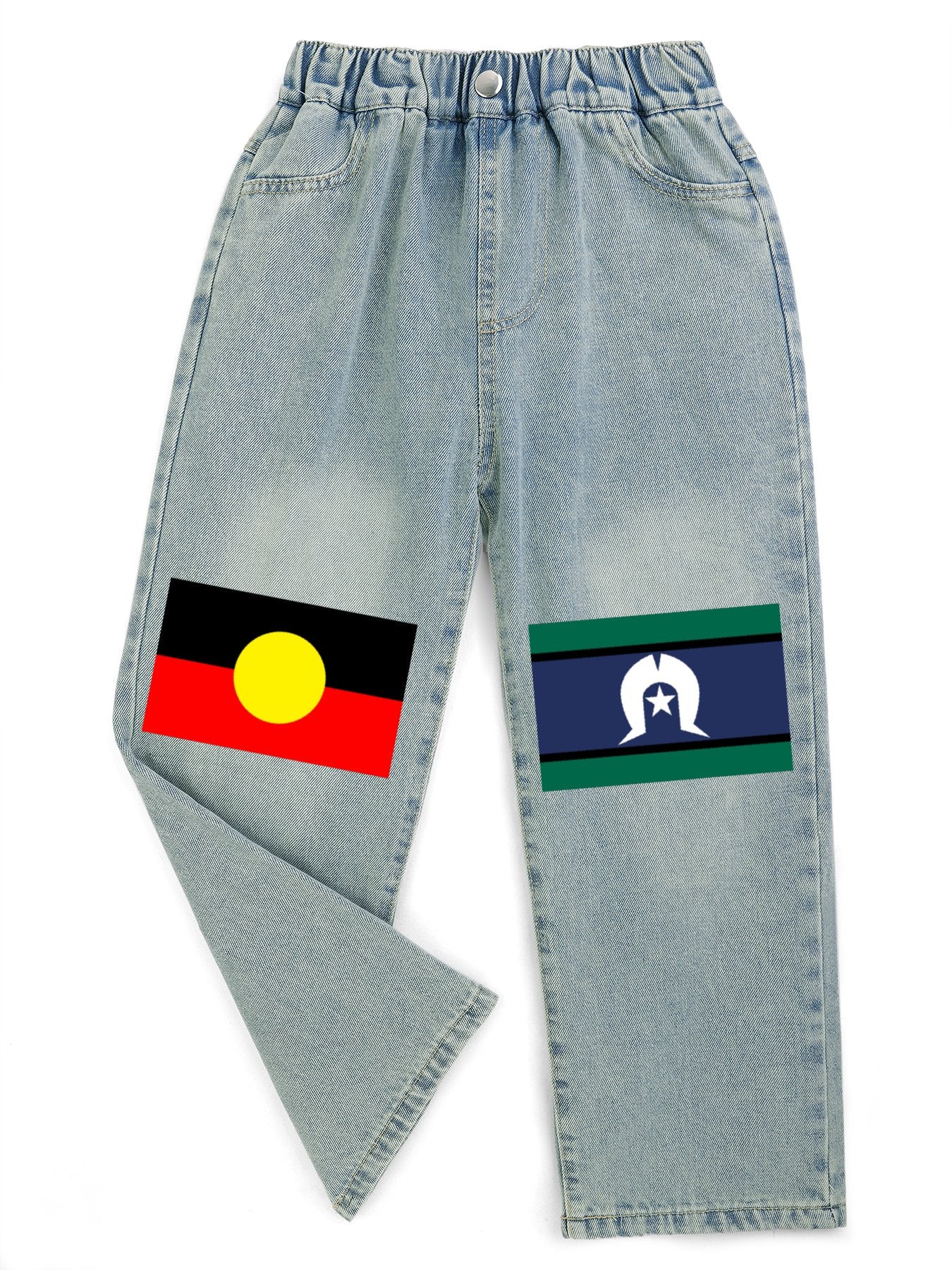 Aboriginal and Torres Strait flag on Children's Cropped Jeans