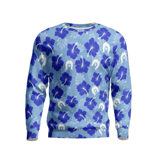 Hibiscus flowers with White Dhari (Sky blue) on Men's Sweatshirt