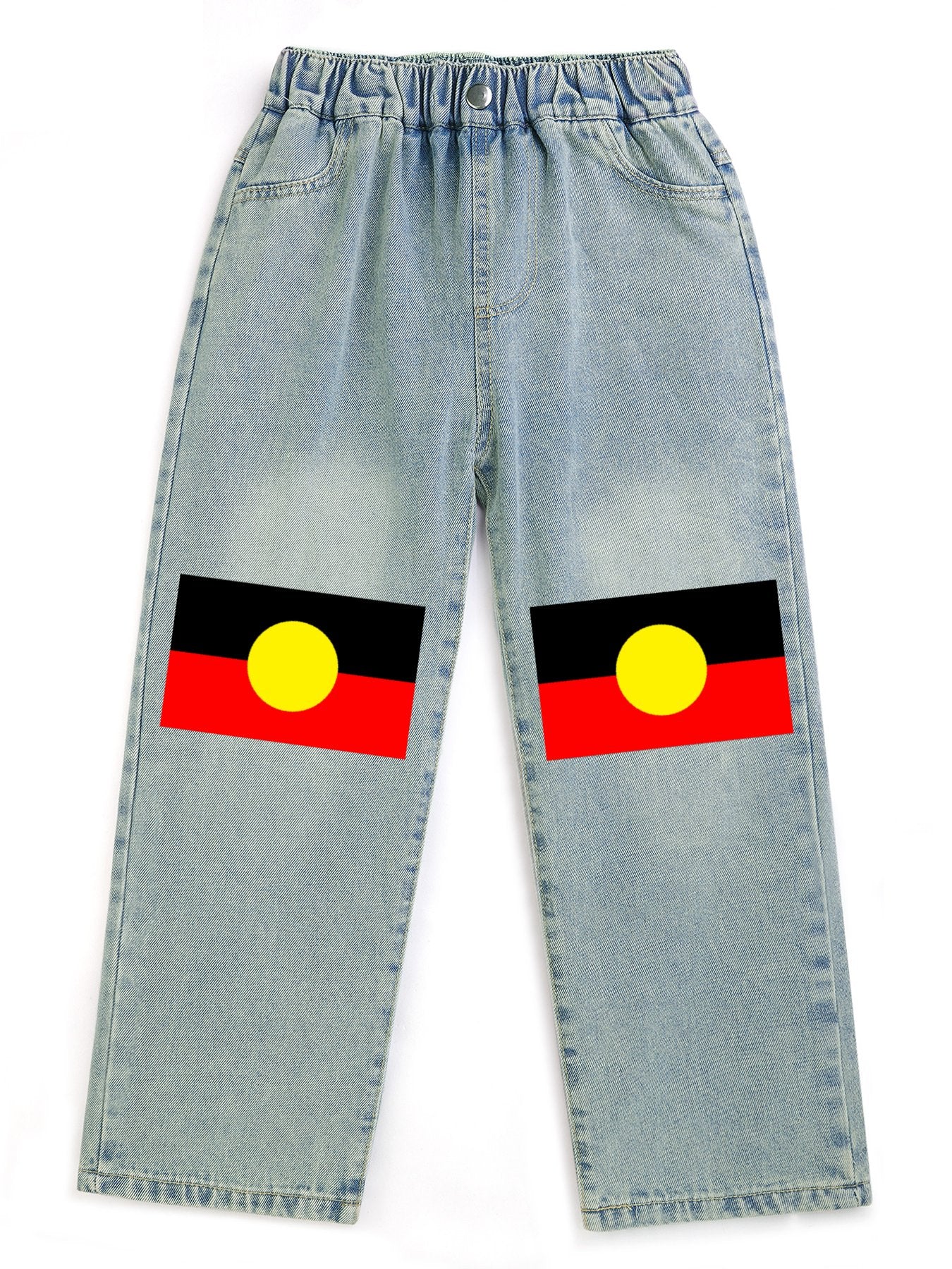 Aboriginal flag on Children's Cropped Jeans