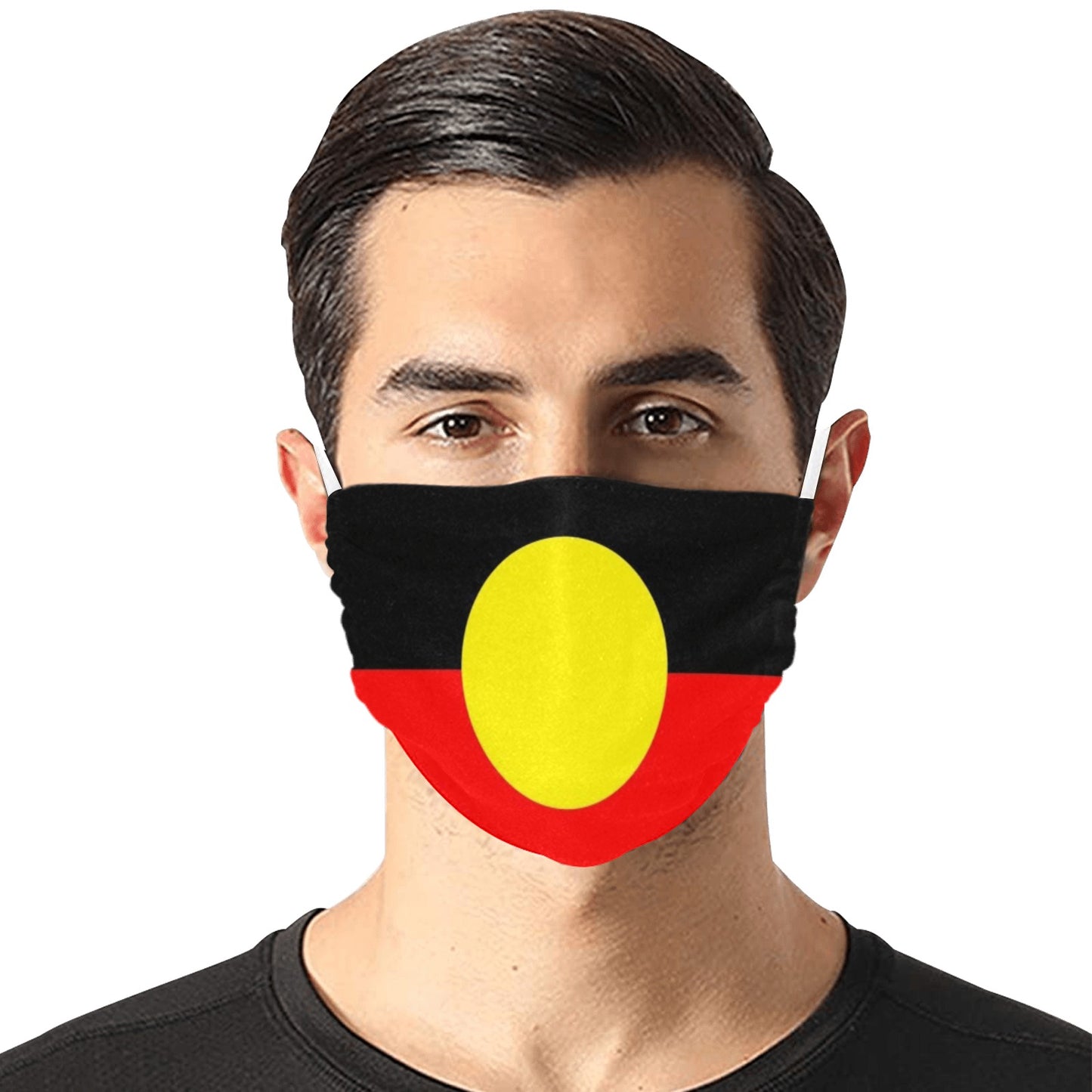 Aboriginal flag on Cotton Mask with Adjustable Strip (ModelM07) (Made In AUS)