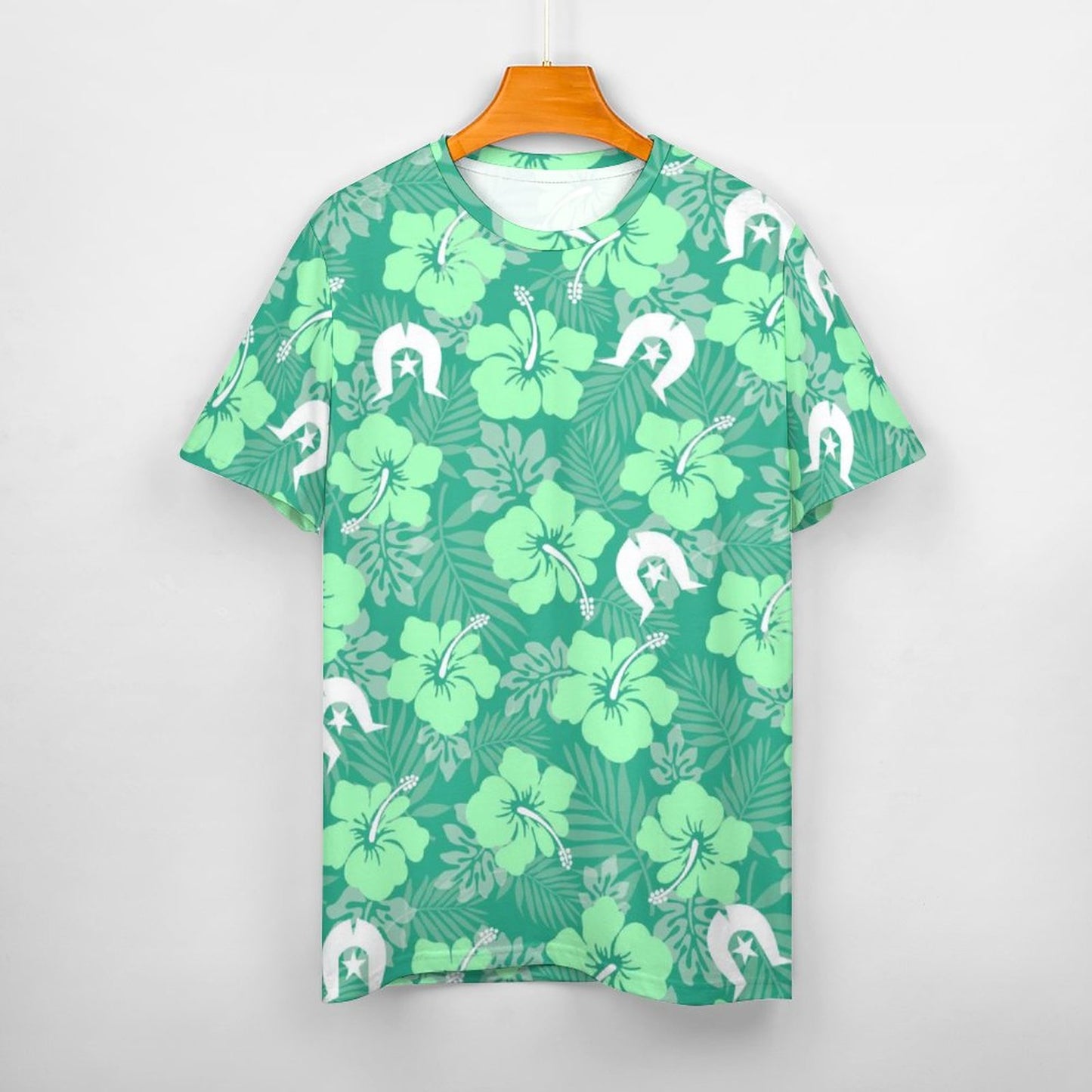 Hibiscus flowers with Dhari (Royal mint) on Cotton Summer Short Sleeve T-Shirts for Women