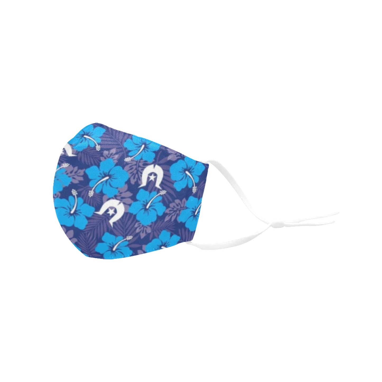 Hibiscus flowers with Dhari (Royal blue) on Face Masks with Drawstring (Pack of 50)
