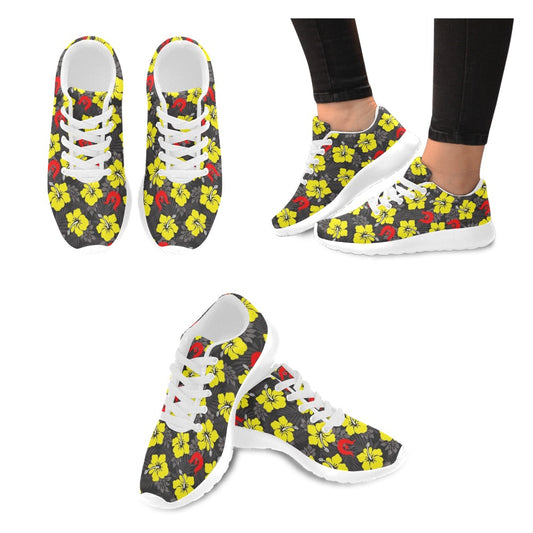 Royal yellow Hibiscus with Red Dhari on Kid's Sneakers