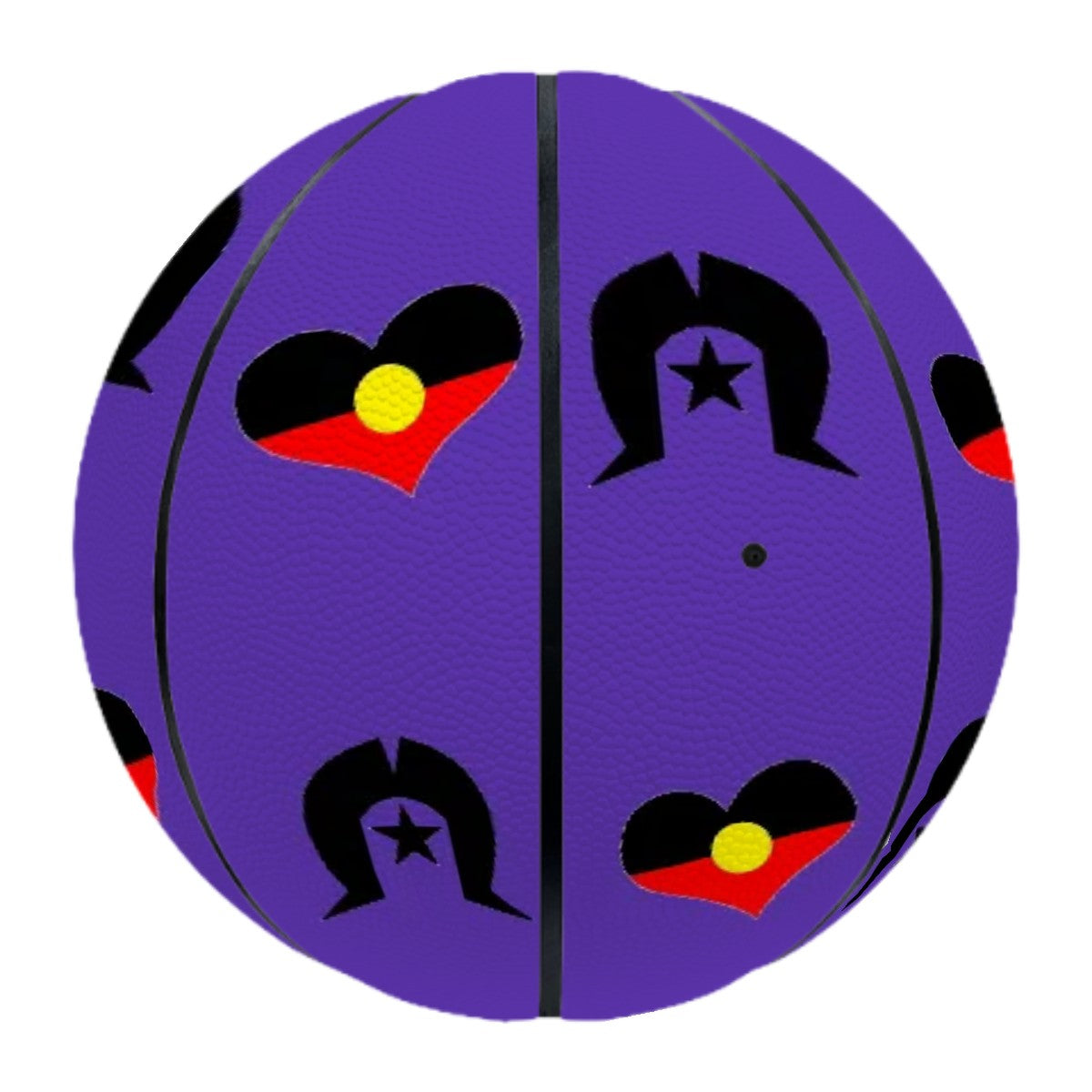 Heart shaped Aboriginal Flag with Black Dhari on Basketball