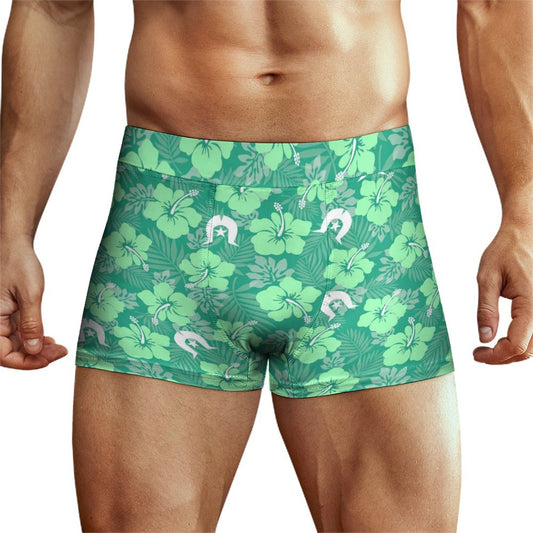 Hibiscus flowers with Dhari (Royal mint) on Milk Fiber Boxer Shorts for Men