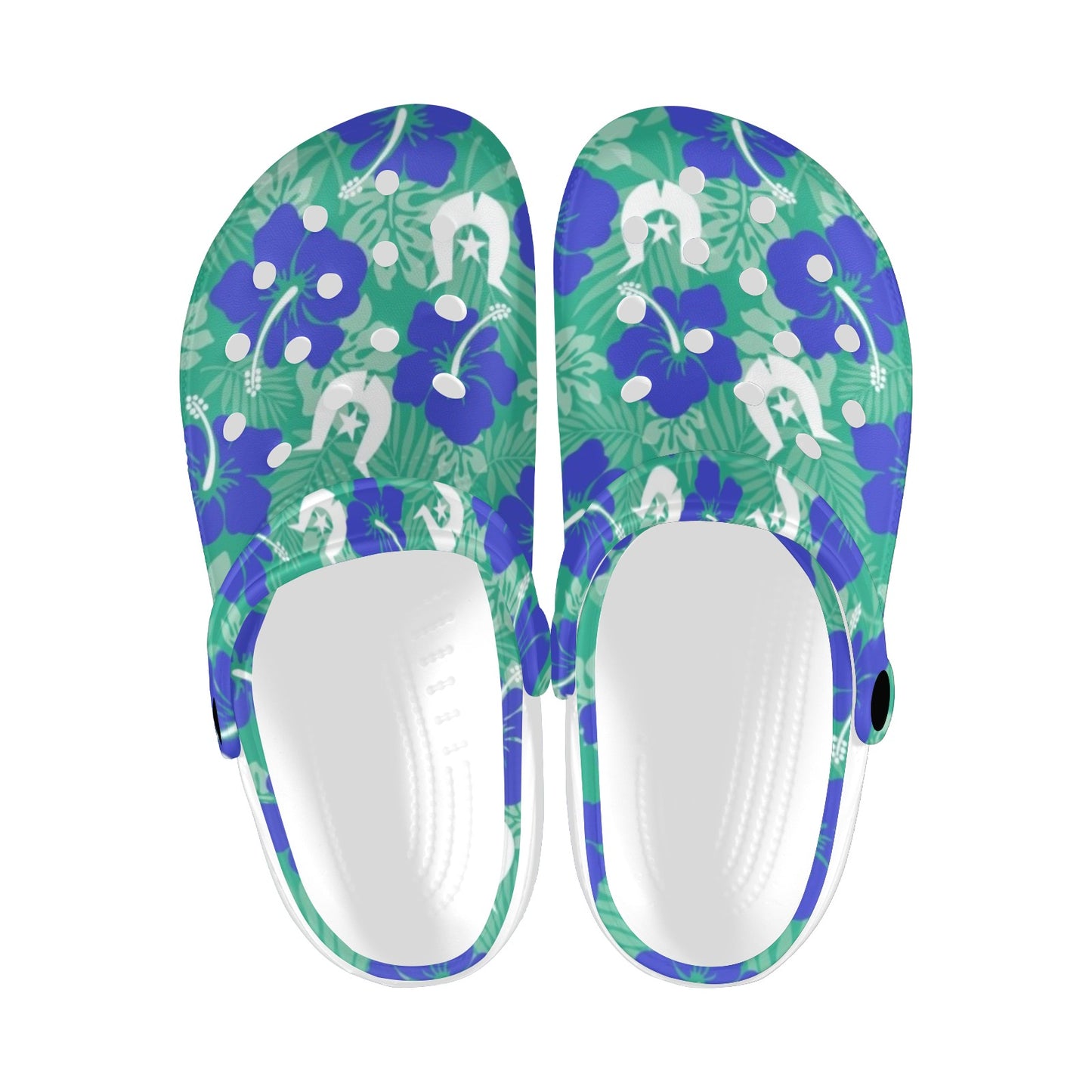 Royal Blue Hibiscus flowers with Dhari on Adults Clogs