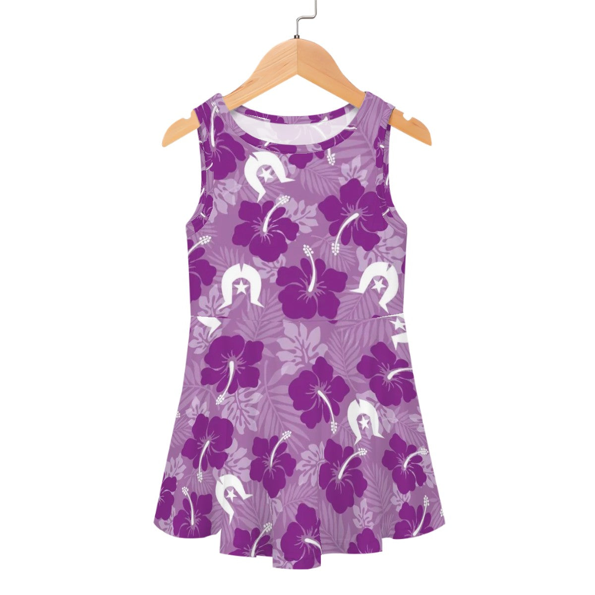 Hibiscus flowers with Dhari (Royal purple) on Girls Dress