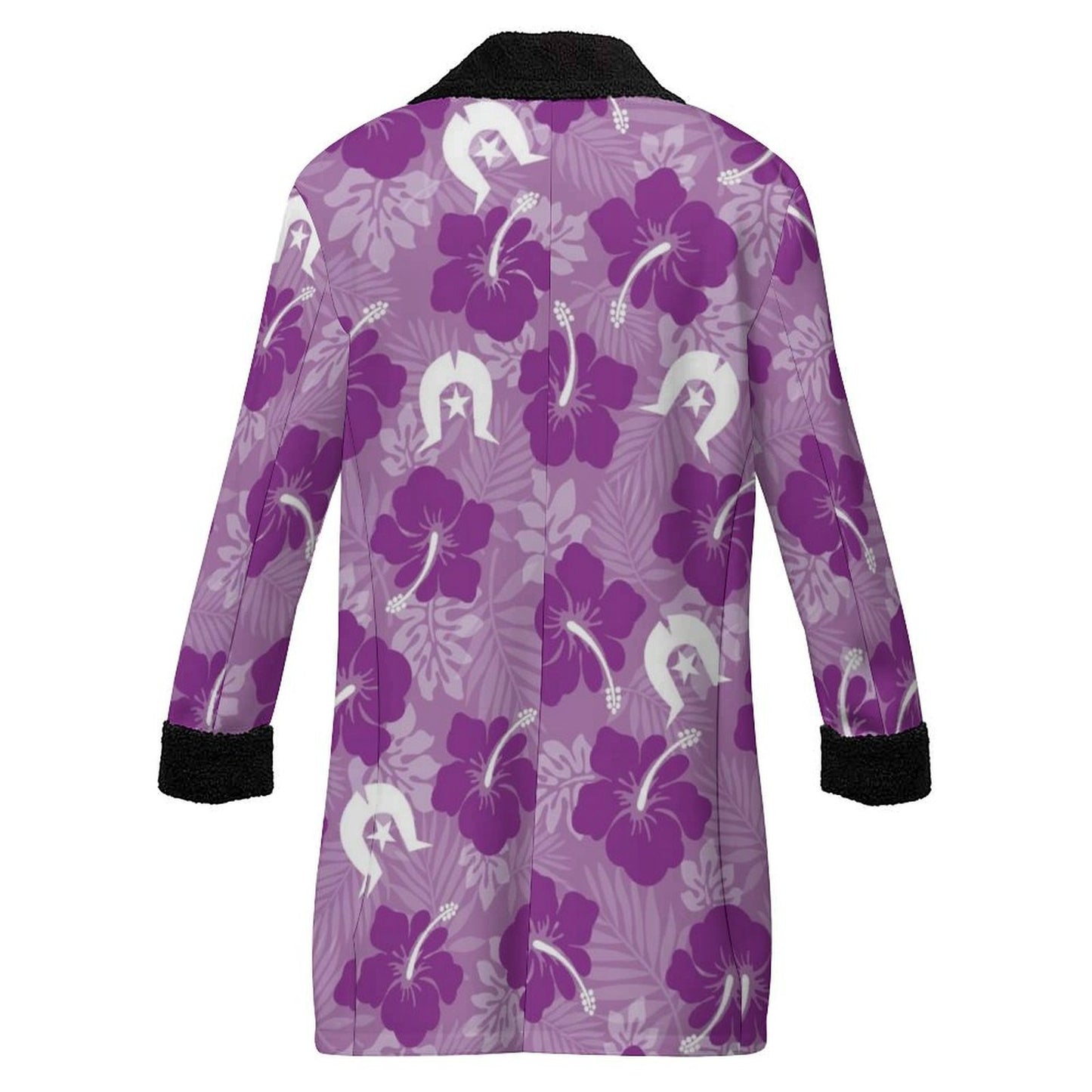 Hibiscus flowers with Dhari (Royal purple) on Men's Double Breasted Coat