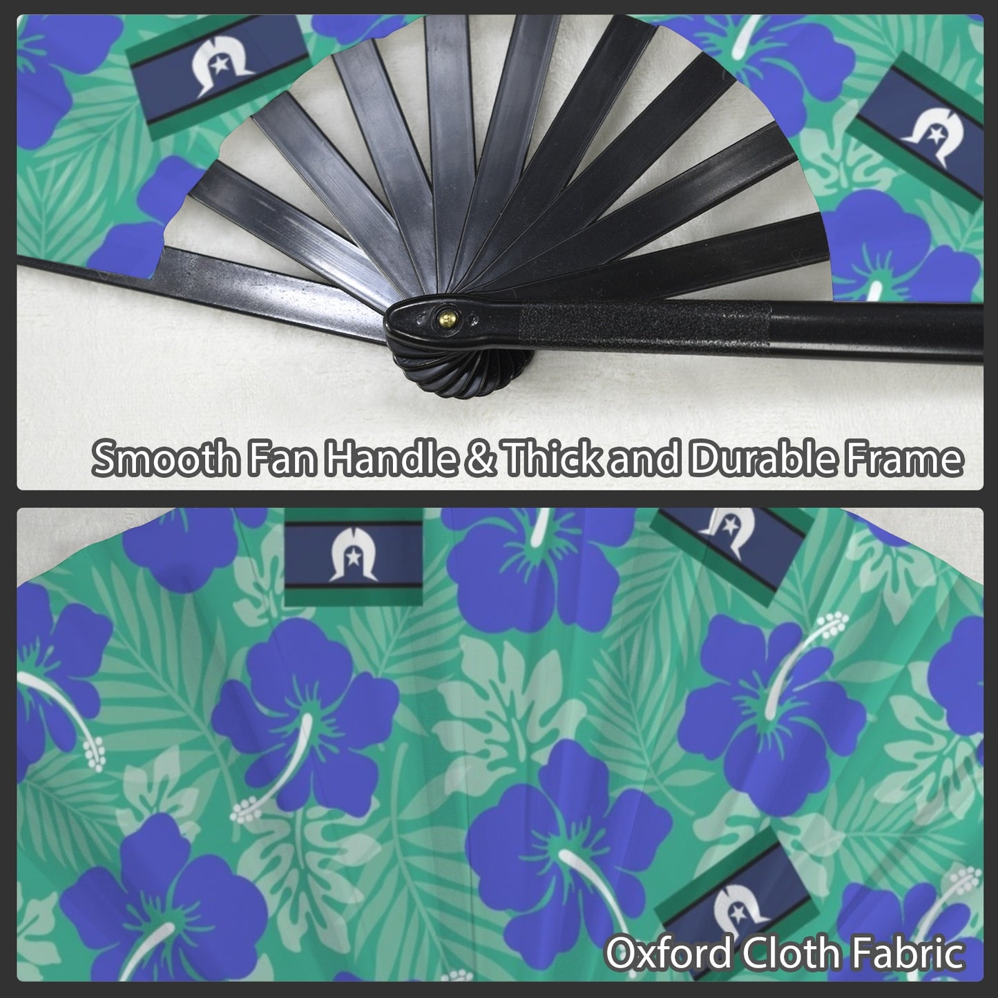 Hibiscus flowers with Torres Strait Flag on Folding Clack Fan