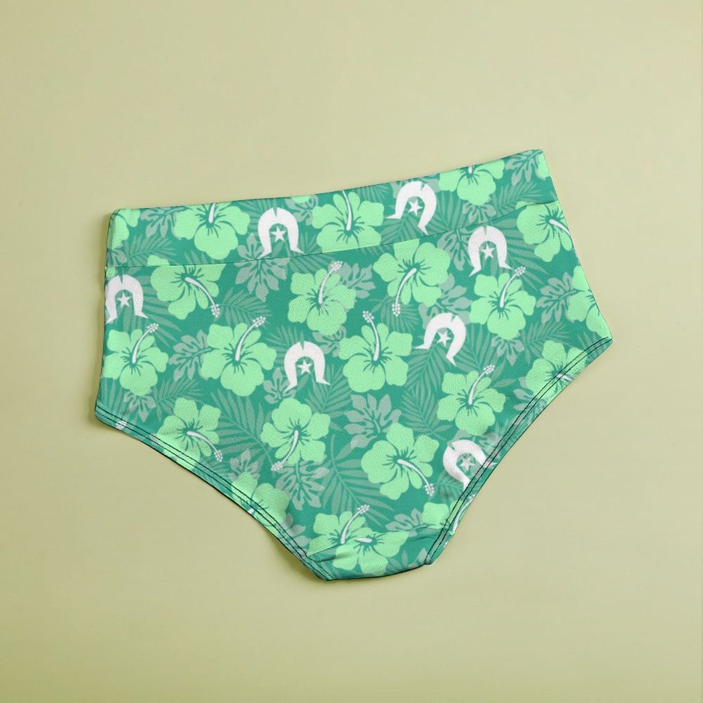 Hibiscus flowers with Dhari (Royal mint) on Women's High-Rise Panties