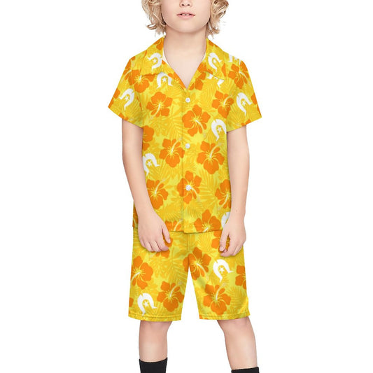 Hibiscus flowers with Dhari (Gold) on Youth's/Kids Casual Beach Outfit