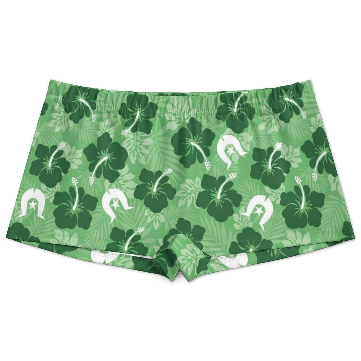 Hibiscus flowers with Dhari (Sea Grass Green) on 180gsm Women's Boxer Briefs