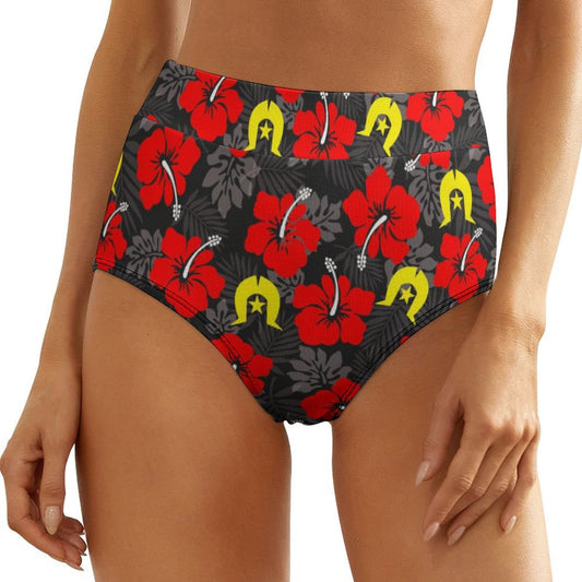 Royal Red Hibiscus with Yellow Dhari on  Women's High-Rise Panties