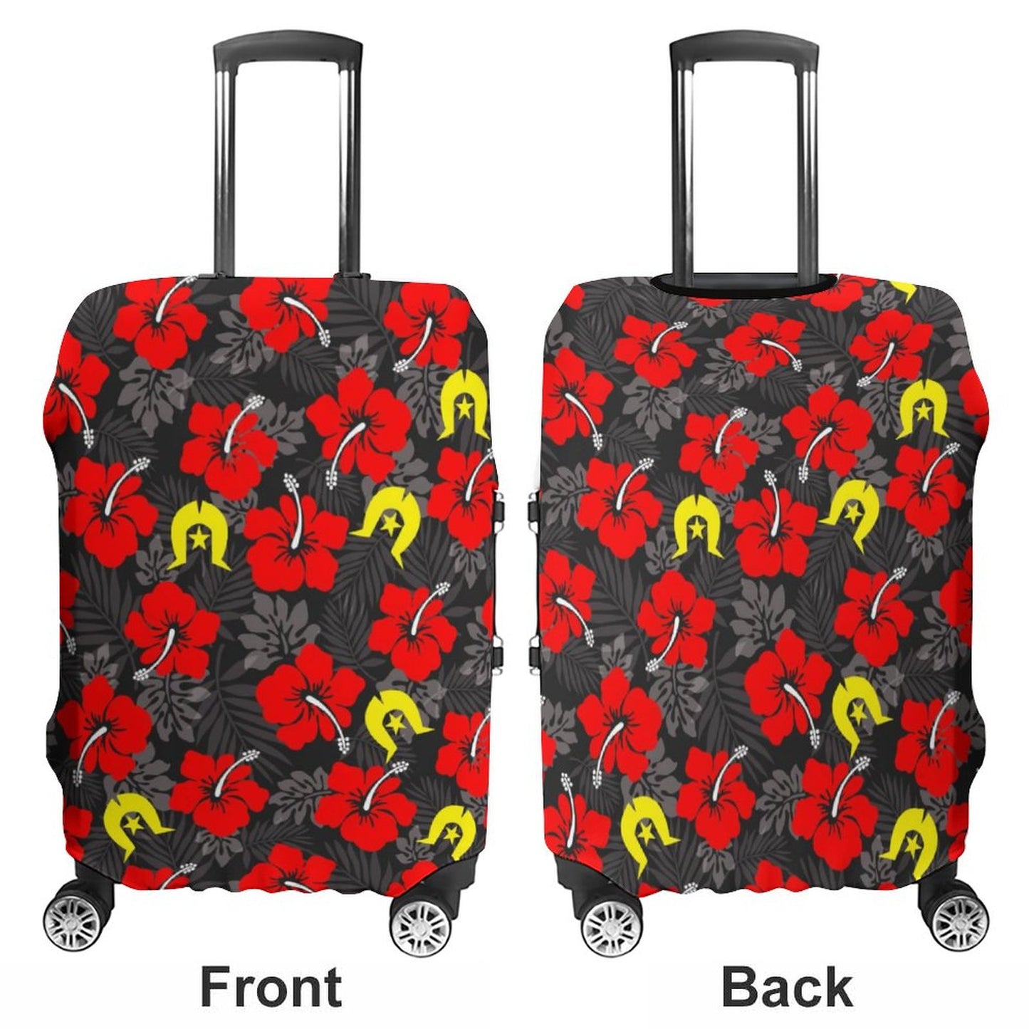 Royal Red Hibiscus with Yellow Dhari on Secure and Stylish Luggage Covers