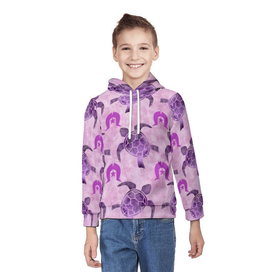 Purple Turtle Pattern on Youth's Hoodie