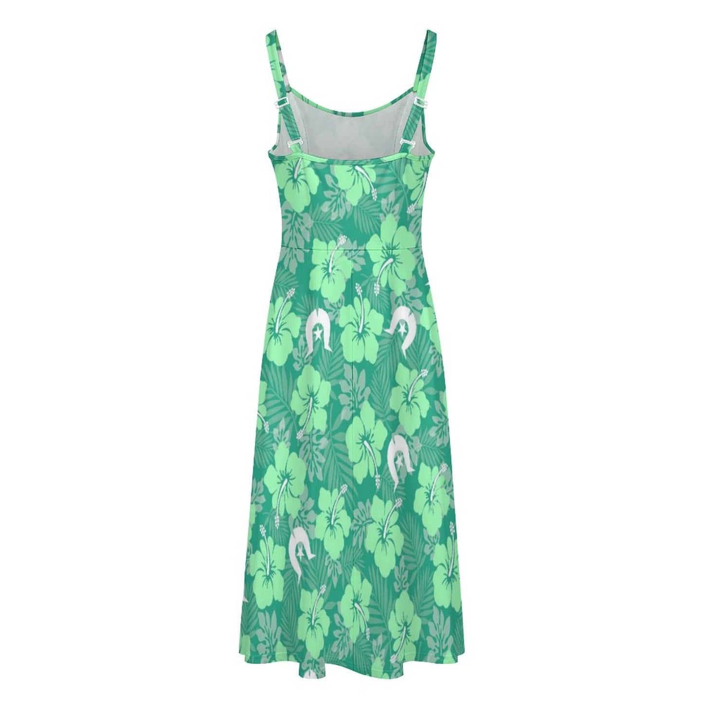 Hibiscus flowers with Dhari (Royal mint) on Midi Spaghetti Strap Dress