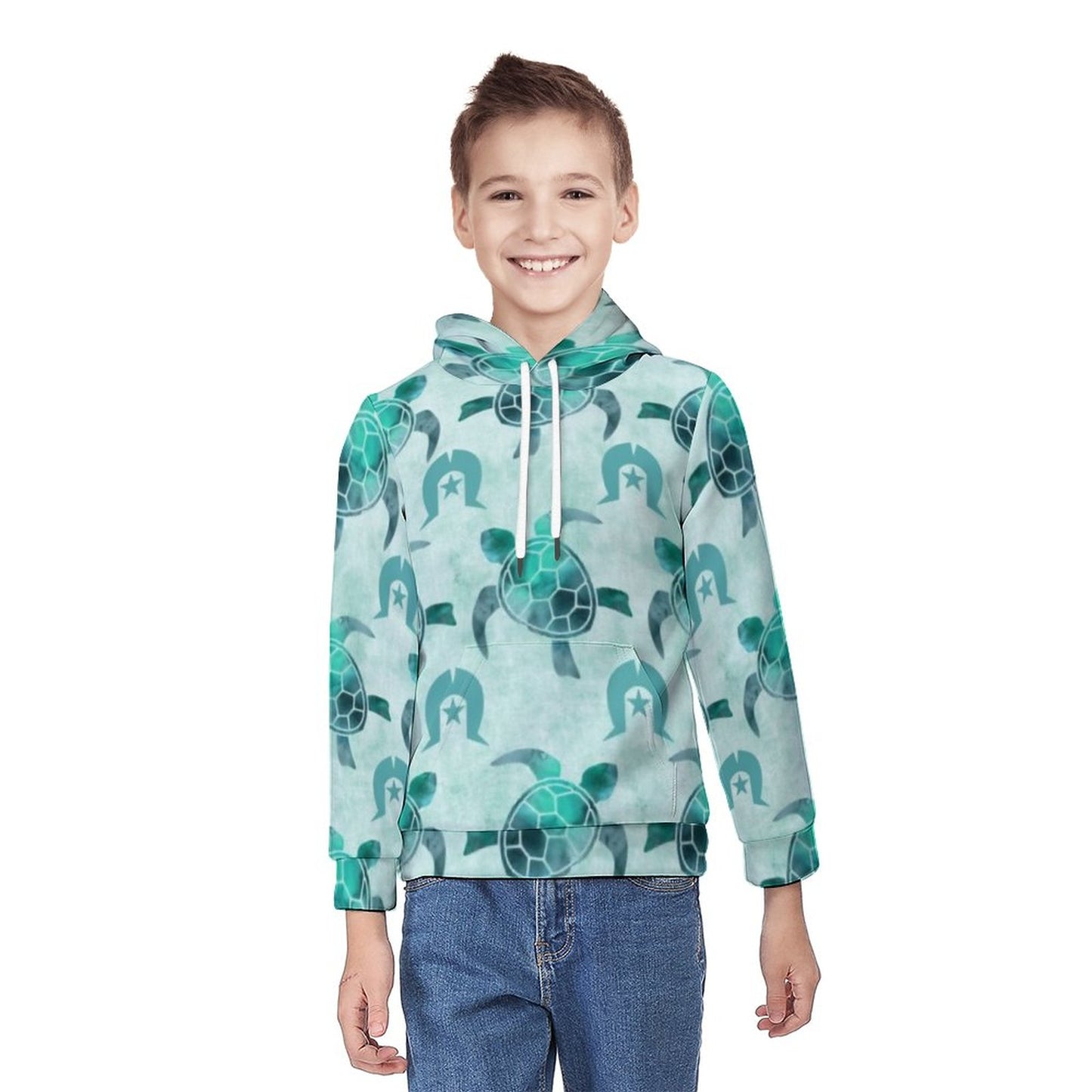 Aqua Turtle Pattern on Youth's Hoodie