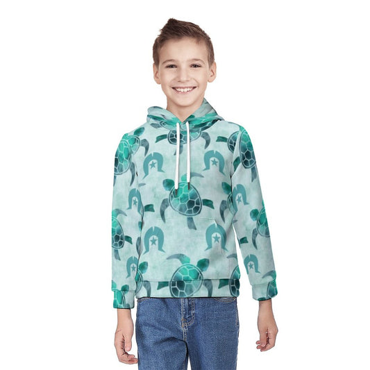 Aqua Turtle Pattern on Youth's Hoodie