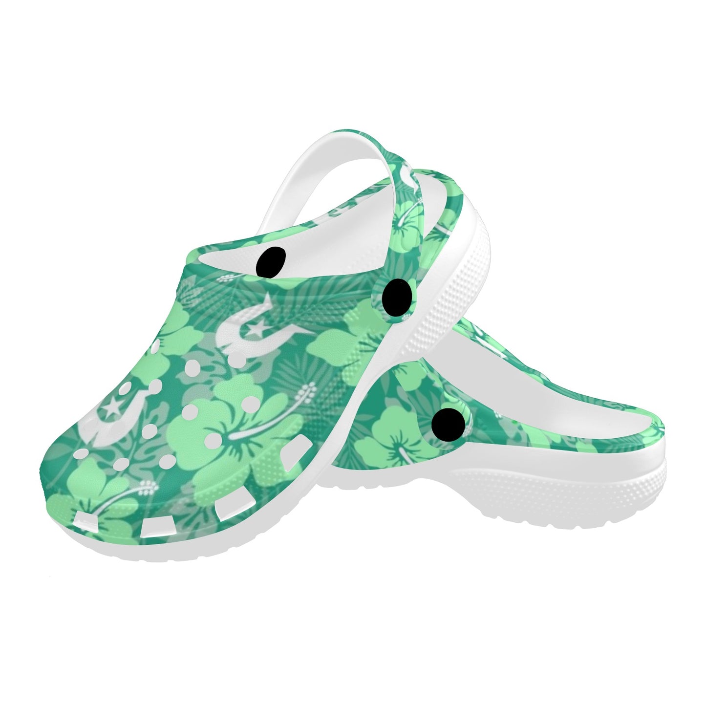 Hibiscus flowers with Dhari (Royal mint) on Adults Clogs