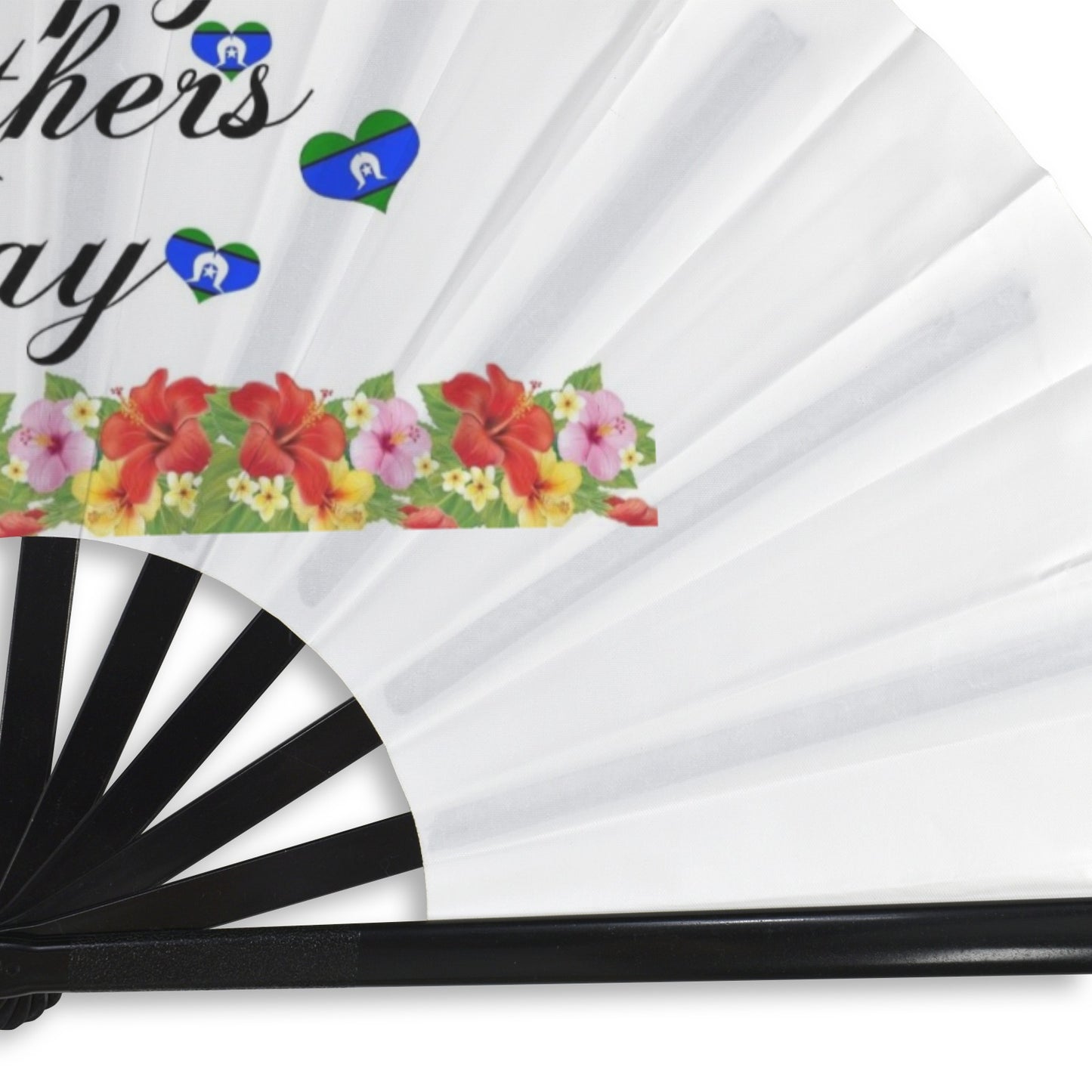 Happy Mother's Day with heart shaped Torres Strait flag on Folding Clack Fan