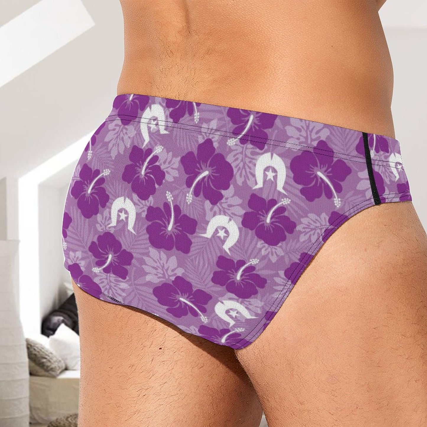 Hibiscus flowers with Dhari (Royal purple) on Milk Silk Men's Briefs
