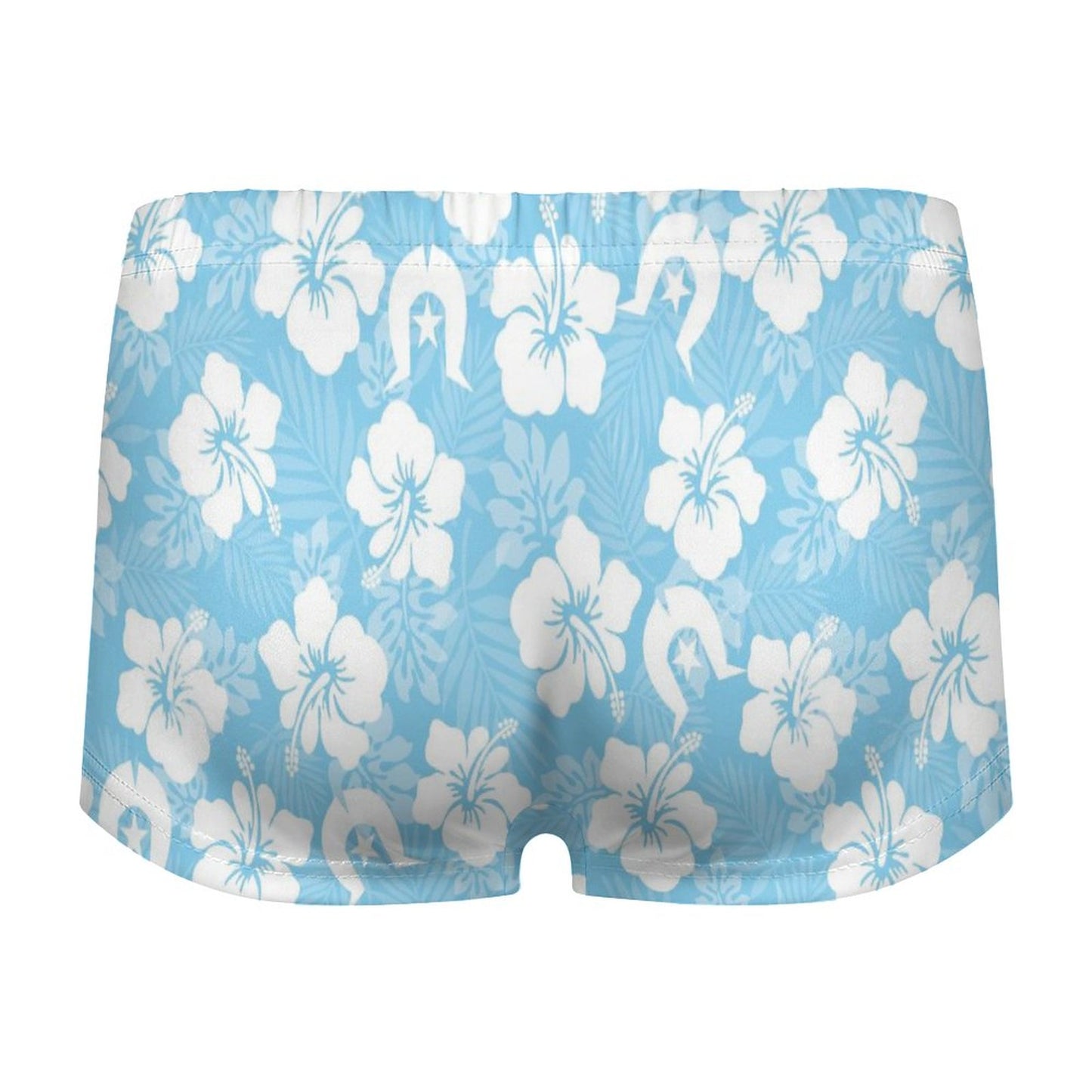White hibiscus and Dhari (Blue) on 180gsm Women's Boxer Briefs