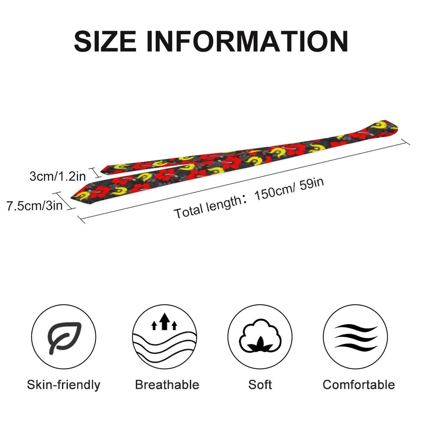 Royal Red Hibiscus with Yellow Dhari on Men's Formal Tie