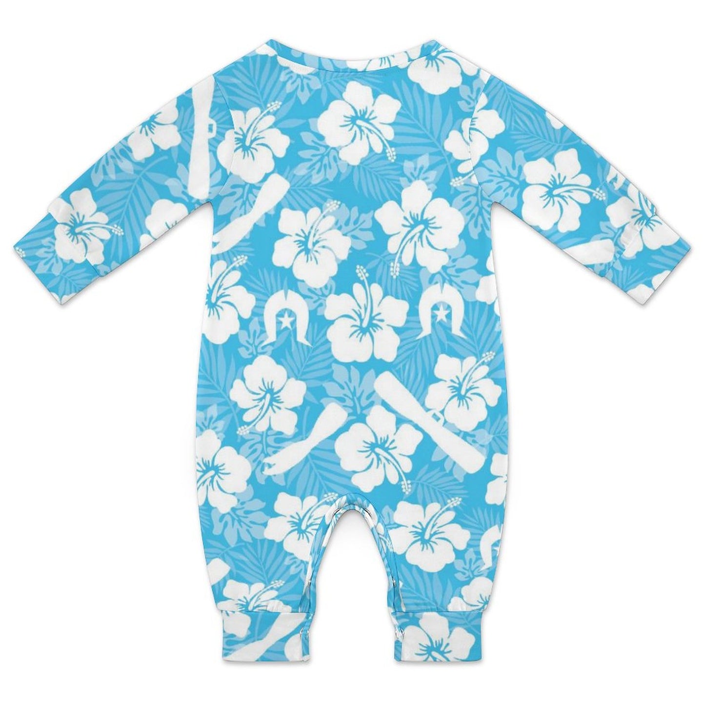 White Hibiscus flowers, Warup and Dhari on Baby Romper