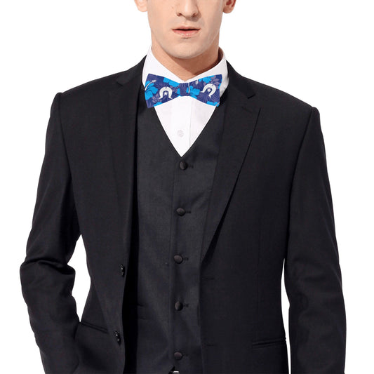 Hibiscus flowers with White Dhari (Royal blue) on Men's Bowtie