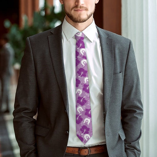 Hibiscus flowers with White Dhari (Royal purple) on Men's Formal Tie