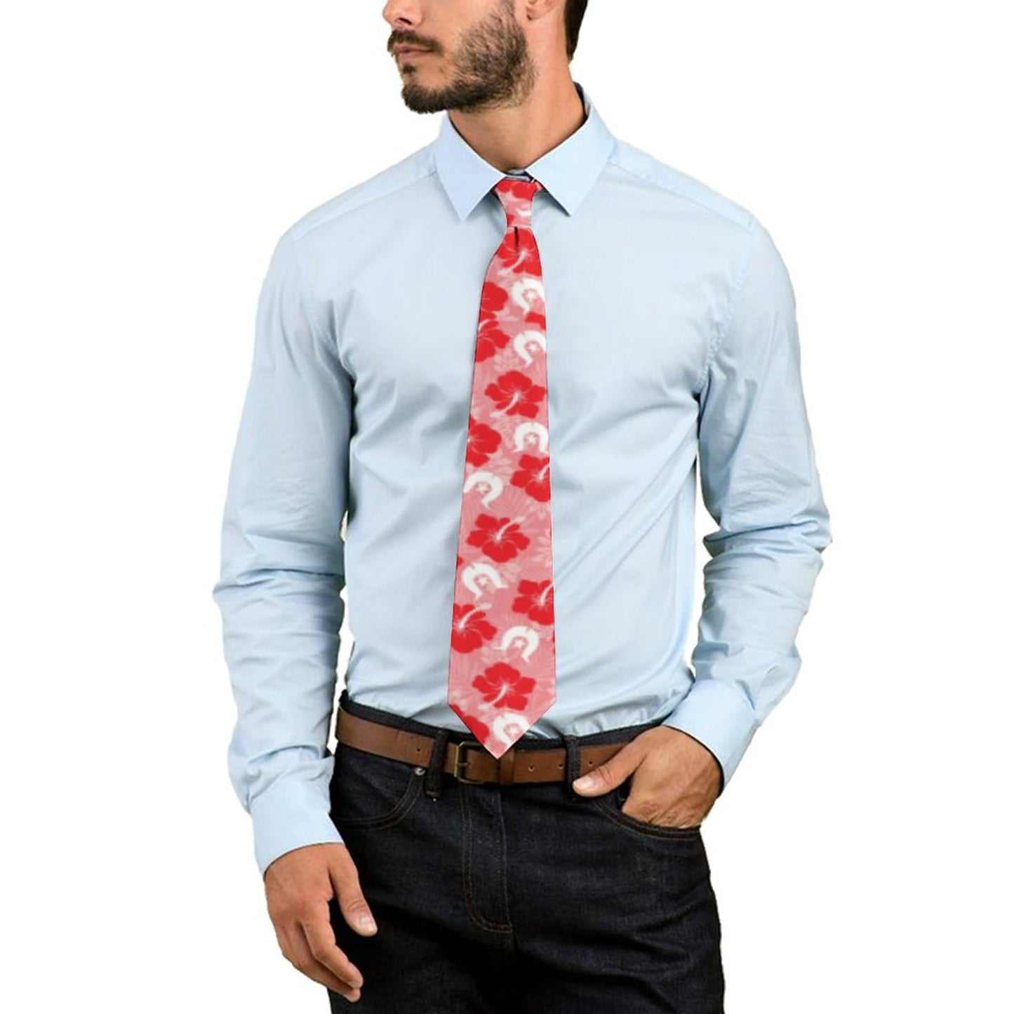 Hibiscus flowers with Dhari (Royal Pink) on Men's Formal Tie