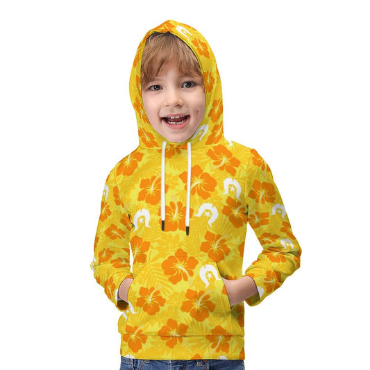 Hibiscus flowers with Dhari (Gold) on Children's Hoodie