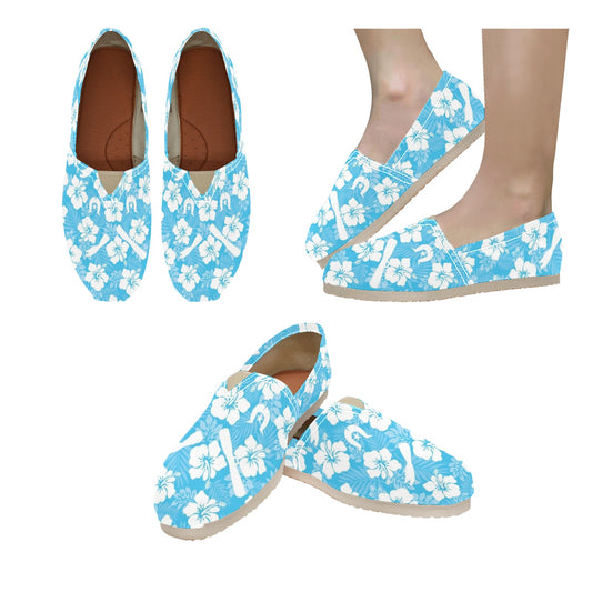 White Hibiscus flowers, Warup and Dhari on Men's Classic Canvas Slip-On Shoes