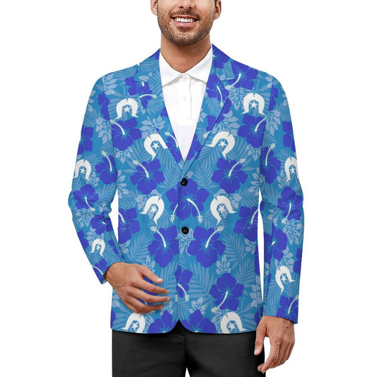 Hibiscus flowers with Dhari (Royal blue) on Men's Blazer