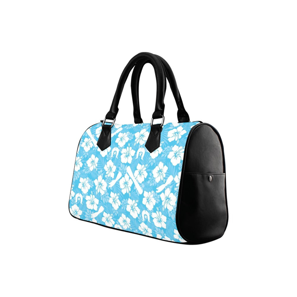 White Hibiscus flowers, Warup and Dhari on Handbag