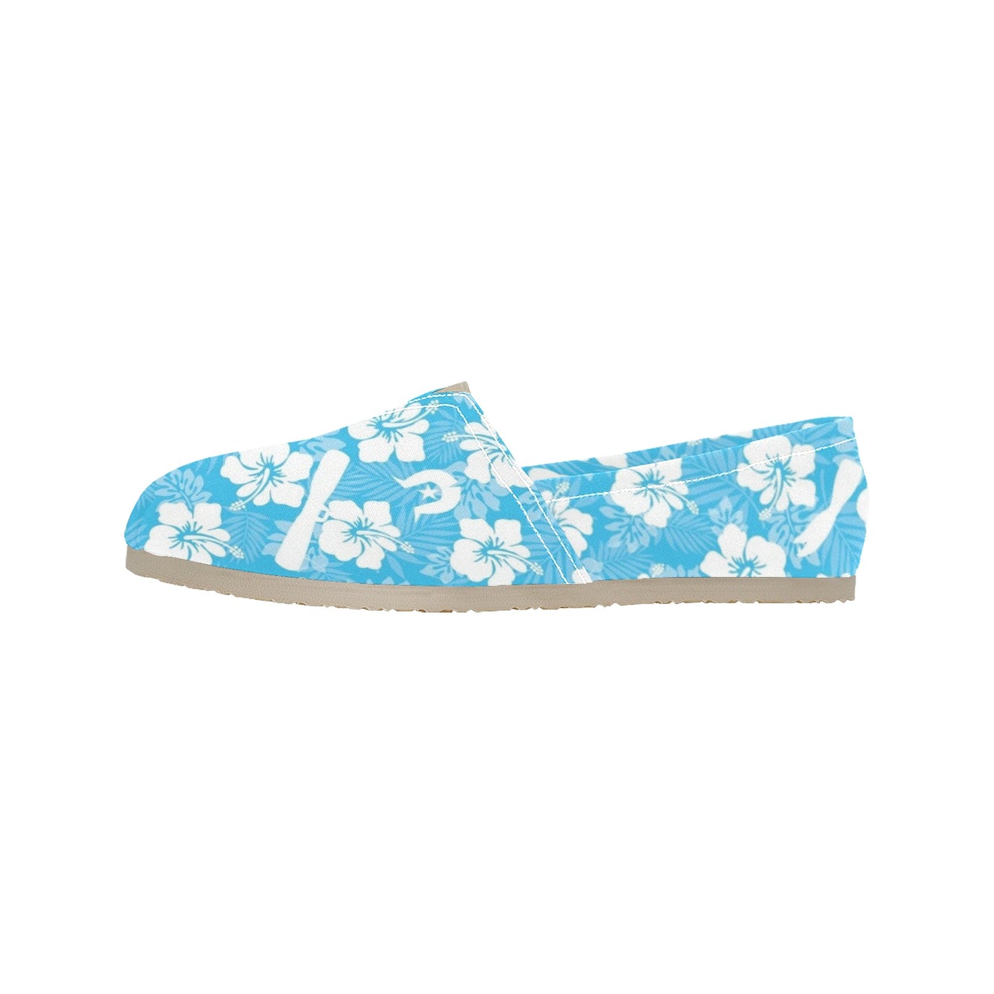 White Hibiscus flowers, Warup and Dhari on Men's Classic Canvas Slip-On Shoes