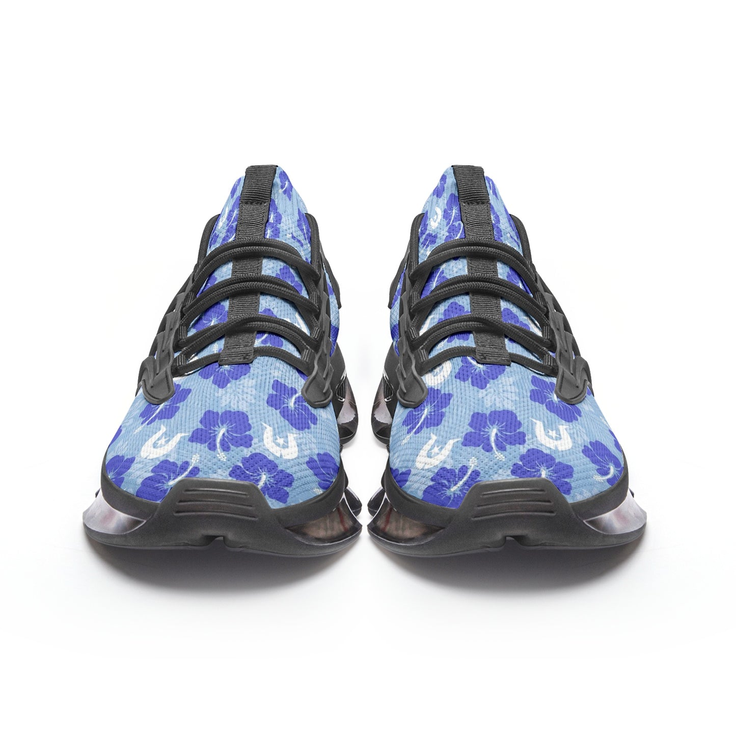 Hibiscus flowers with White Dhari (Sky blue) on Unisex Low Top Mesh Sneakers