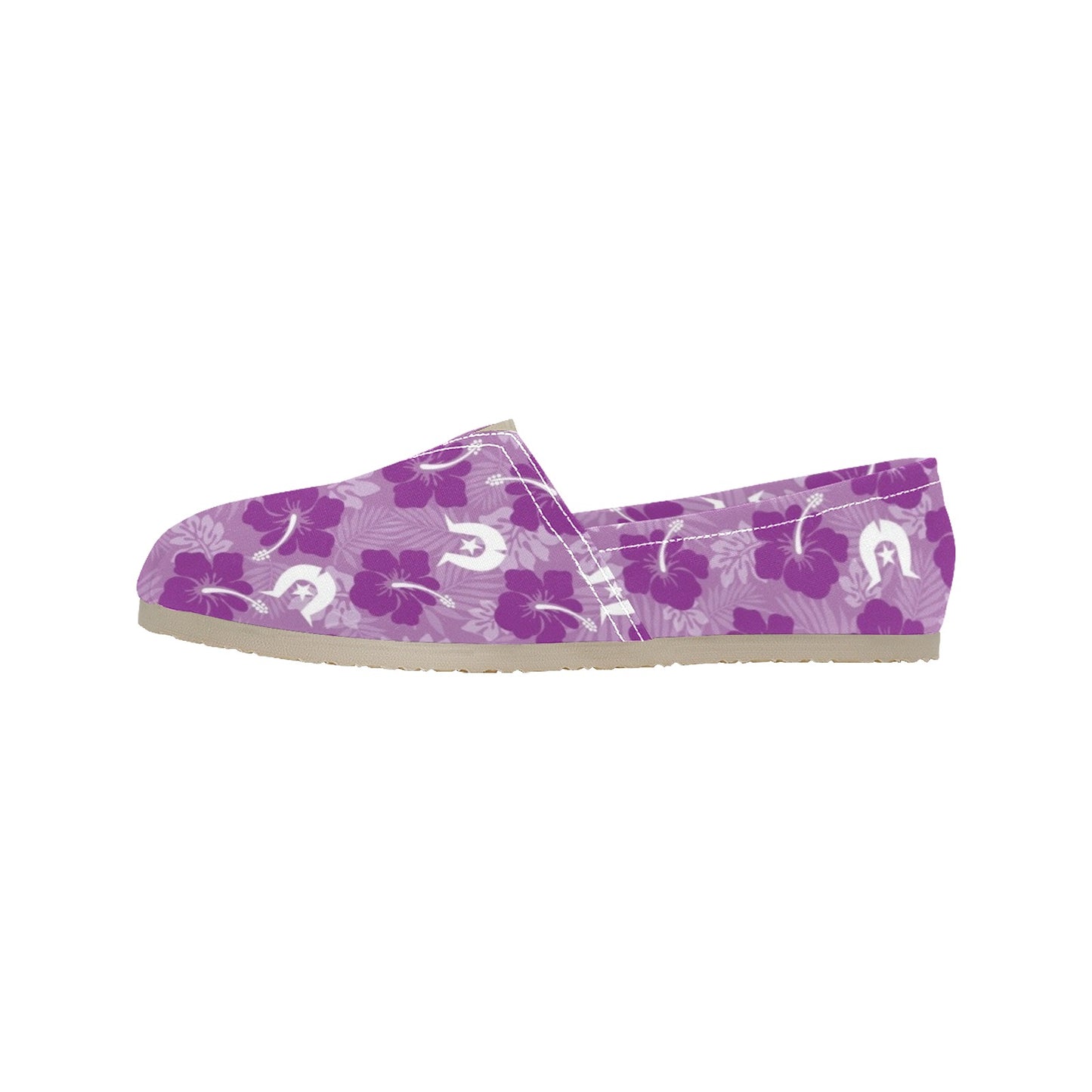 Hibiscus flowers with Dhari (Royal purple) on Men's Classic Canvas Slip-On Shoes