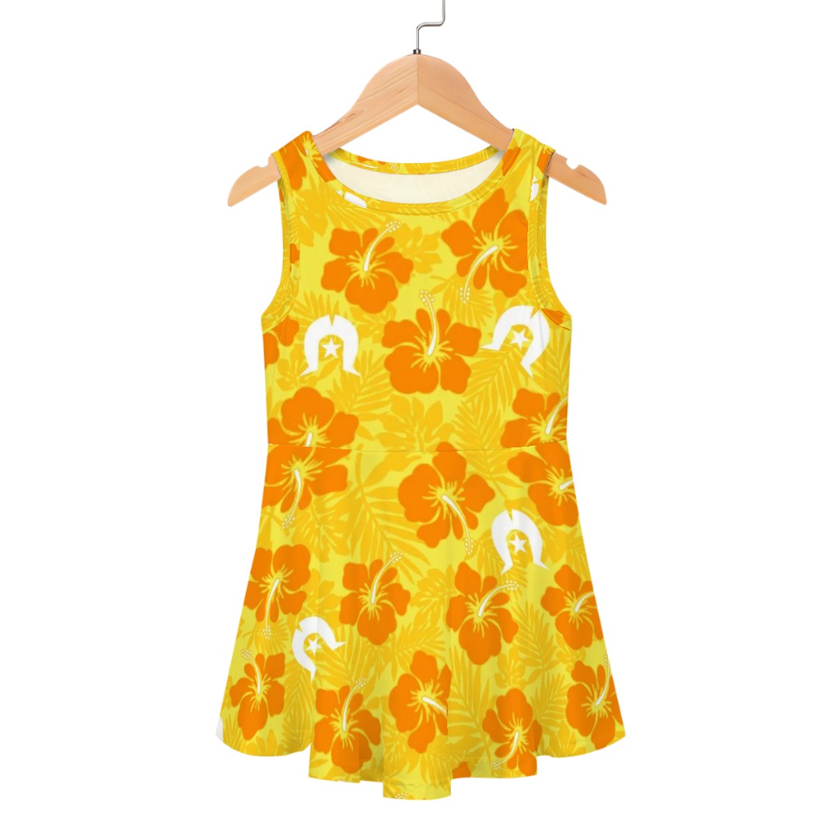 Hibiscus flowers with Dhari (Gold) on Girls Dress