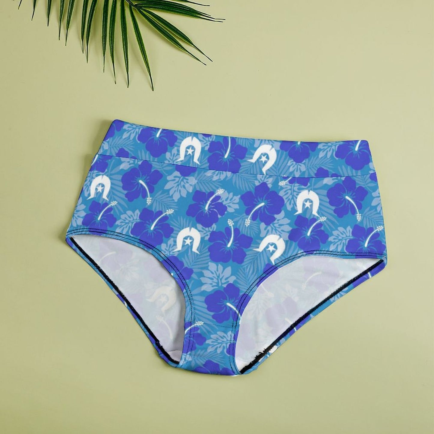 Hibiscus flowers with Dhari (Royal blue) on Women's High-Rise Panties