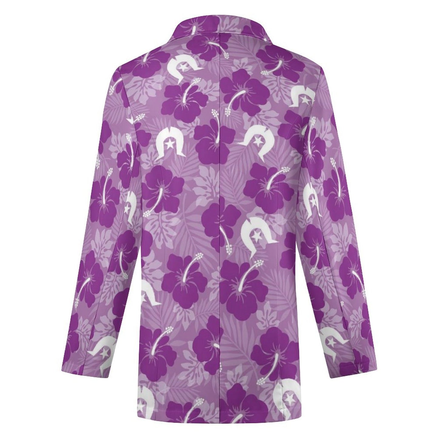 Hibiscus flowers with White Dhari (Royal purple) on Women's Blazer