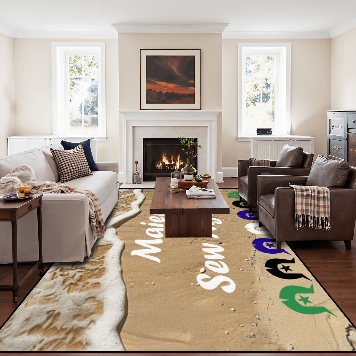 Maiem / Sew Ngapa / Welcome and Dhari on Large Area Rug Floor Carpet