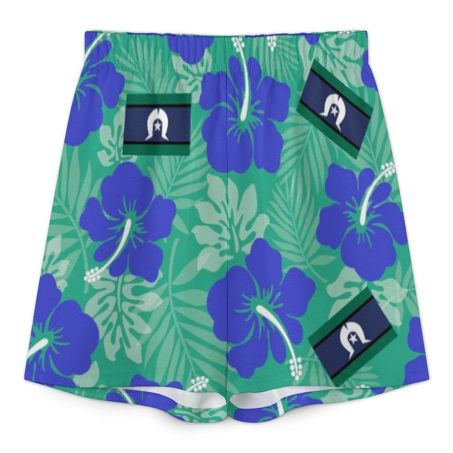 Hibiscus flowers with Torres Strait flag on Mediterranean Style V-Neck Suit