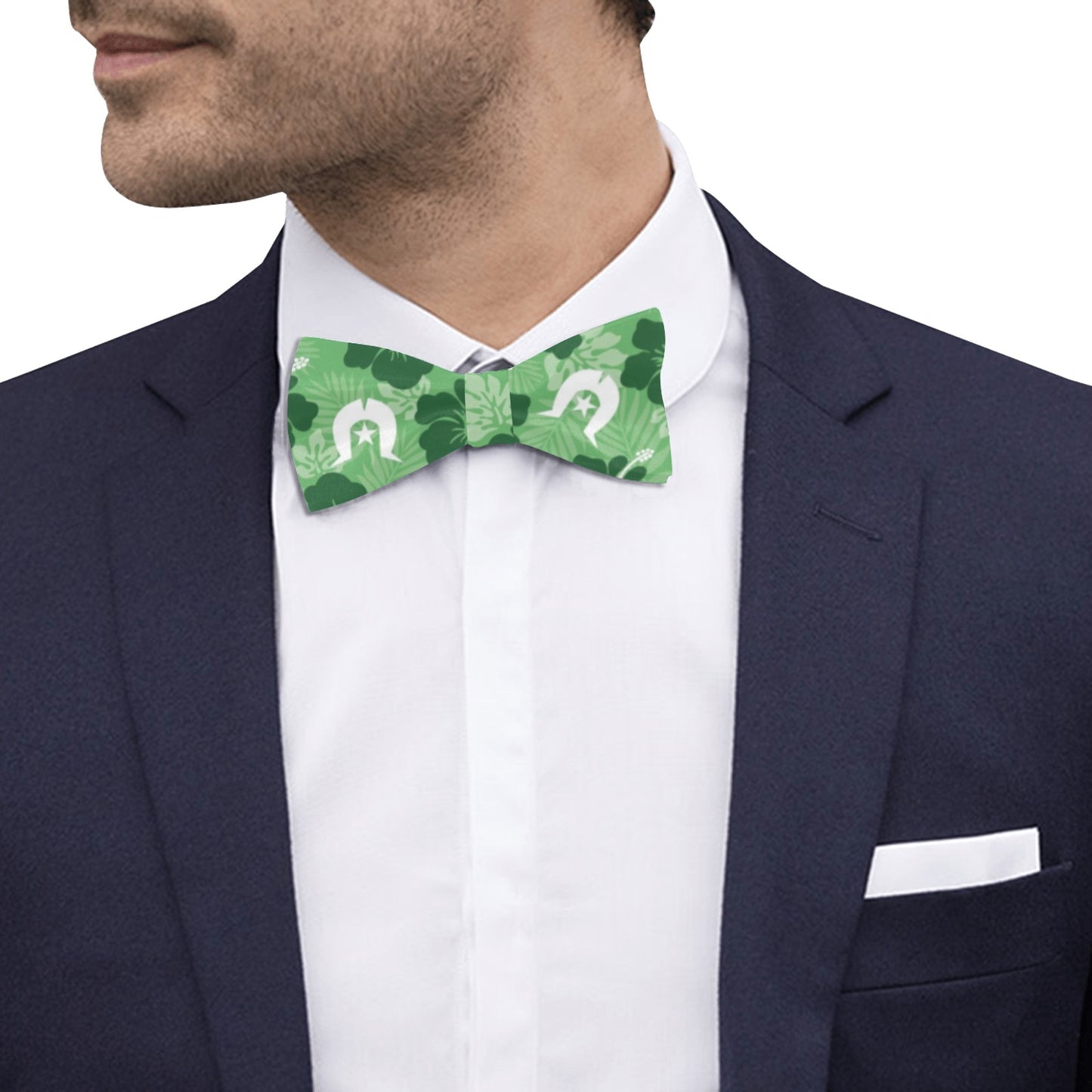 Hibiscus flowers with Dhari (Sea Grass Green) on Men's Bowtie