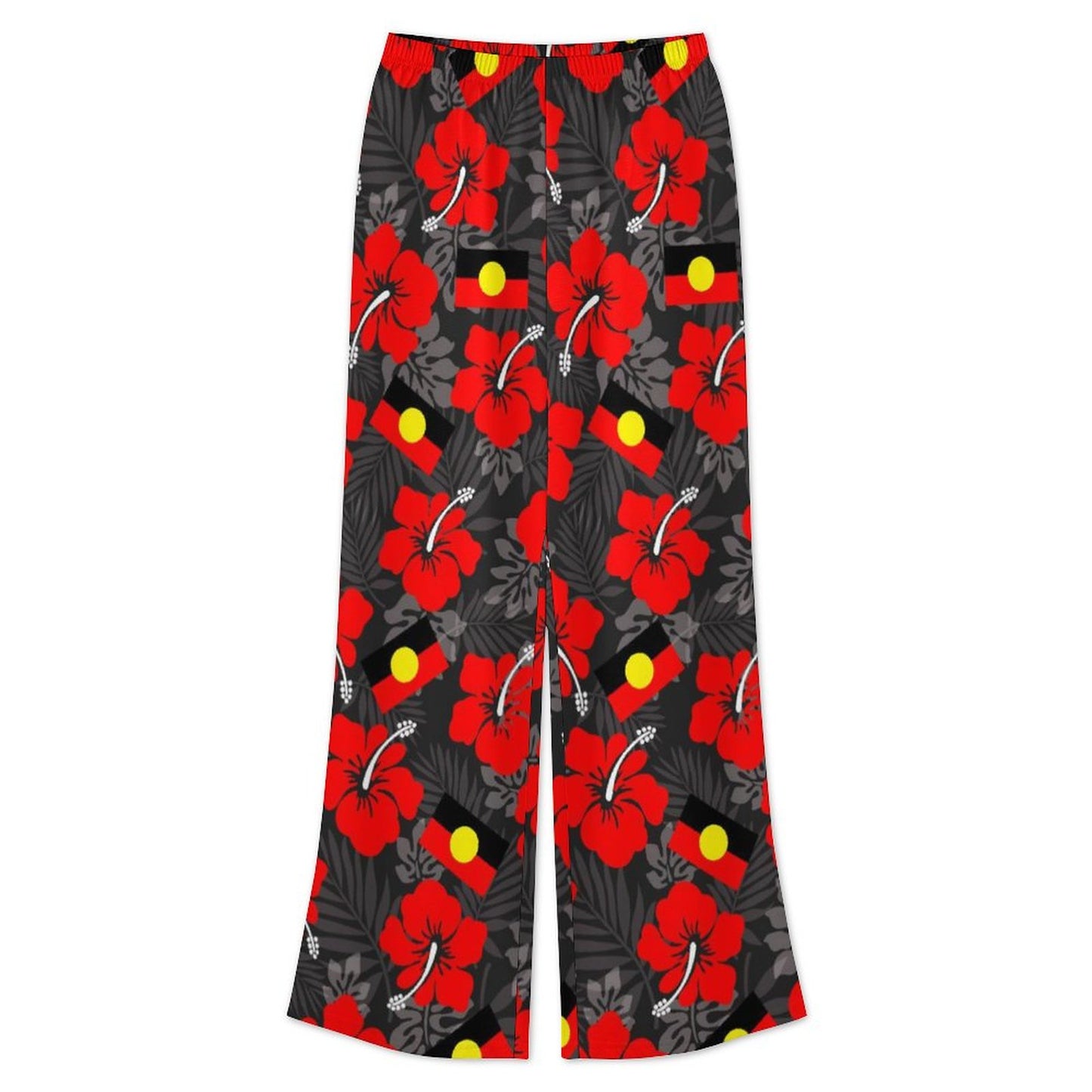 Hibiscus flowers with Aboriginal Flag on Women's Mediterranean Style Set