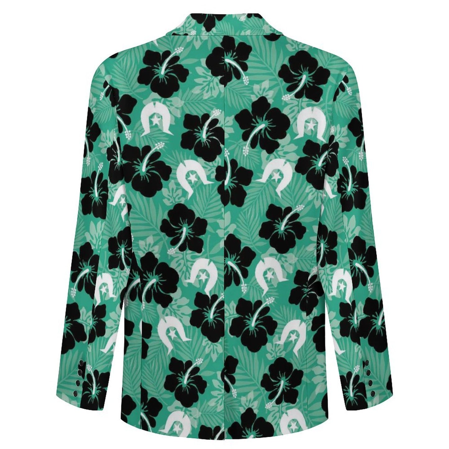 Black Hibiscus with White Dhari on Men’s Blazer