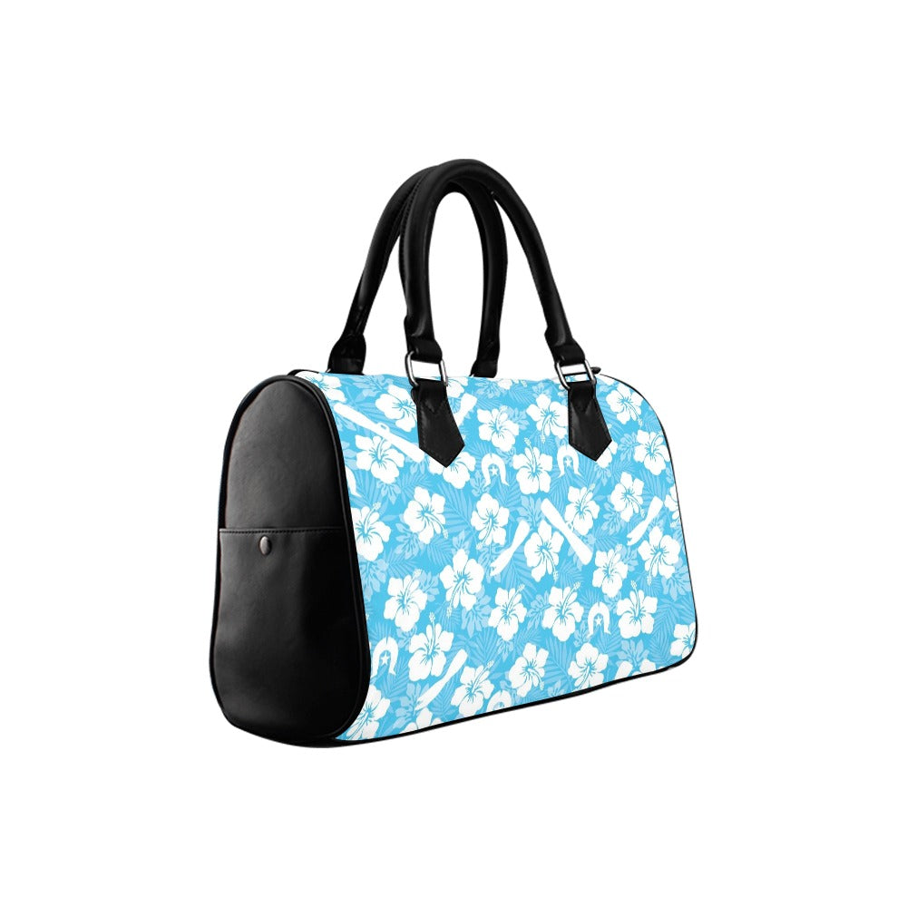 White Hibiscus flowers, Warup and Dhari on Handbag