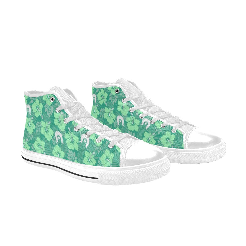 Hibiscus flowers with Dhari (Royal mint) on Women's High Top Canvas Shoes